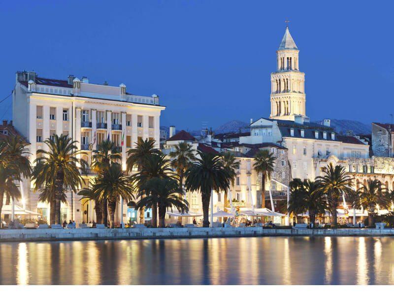 Riverside at night in Split, Croatia