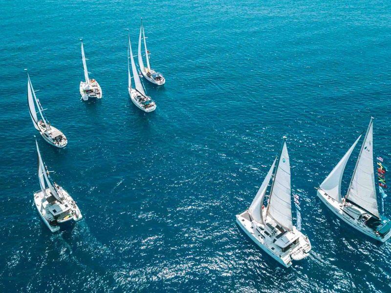 Group of yachts sailing at Athens, Greece on The Yacht Week
